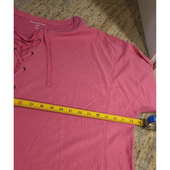 New? Lot of 2 Plus Size 26/28 Woman Within Stretch Shirt Short Sleeve Eyelet Tie - Picture 3 of 14